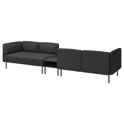 LILLEHEM 4-seat modular sofa with side table, Gunnared dark grey/metal