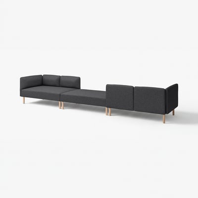 LILLEHEM modular sofa in grey, featuring minimalistic design with wooden legs and comfortable cushions.