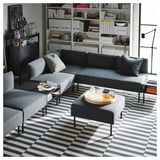 LILLEHEM 6-seat modular sofa with side table, Gunnared/dark grey metal