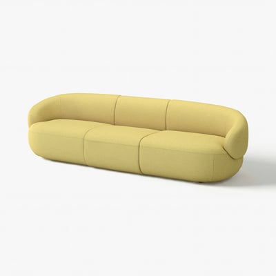 Yellow LILLESÄTER sofa, modern design, curved shape, polyester fabric.