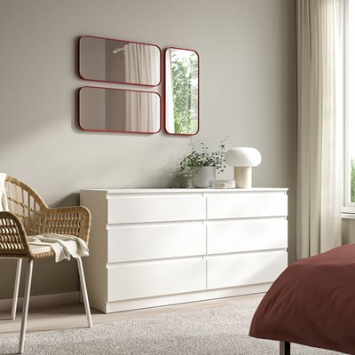 LINDBYN Mirror, red, 28x60 cm