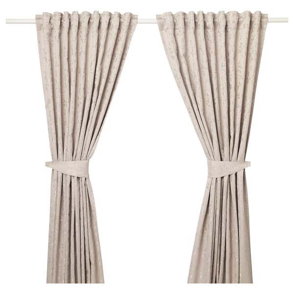 Lisabritt Curtains With Tie Backs 1 Pair Beige Ikea