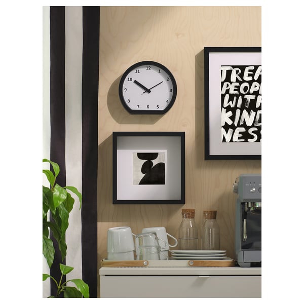 LÖVGRODA Clock, black, 22x20x4 cm