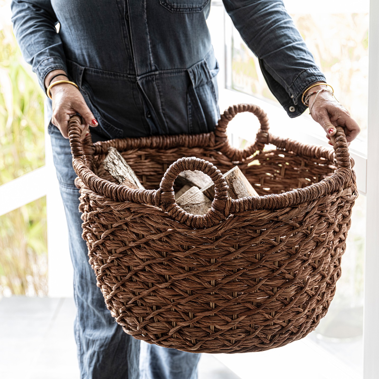 LUSTIGKURRE Basket, brown/nipa palm, 57x57x40 cm IKEA