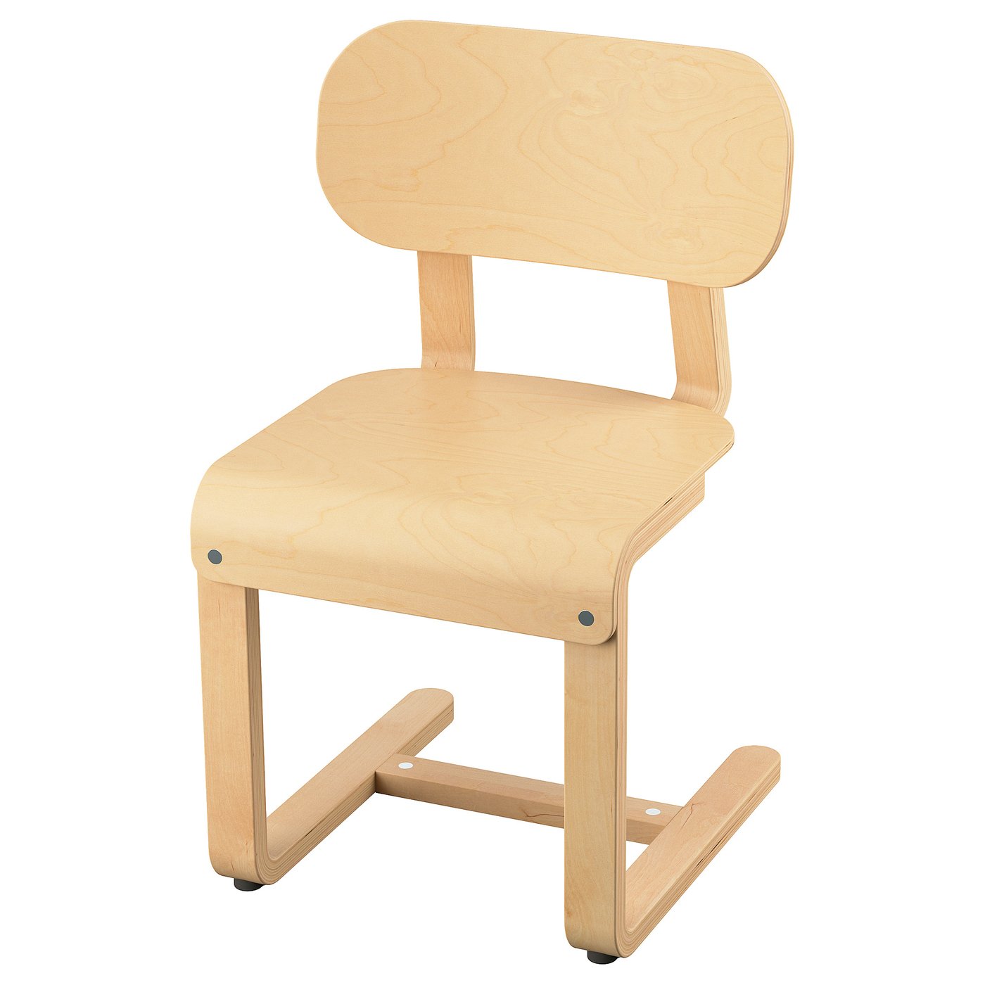 LYCKAN wooden chair light birch design with curved backrest and cantilever seat, combining comfort and modern style.