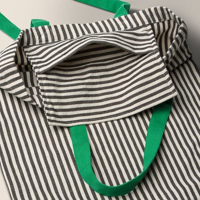 MÄVINN Bag, green/stripe white/black