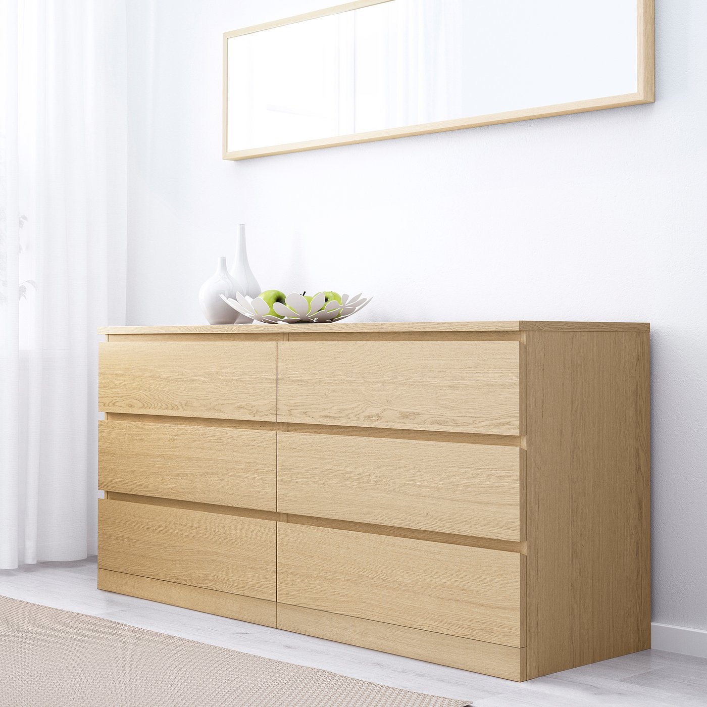 MALM bedroom furniture, set of 4, white stained oak veneer, 180x200 cm — picture 8