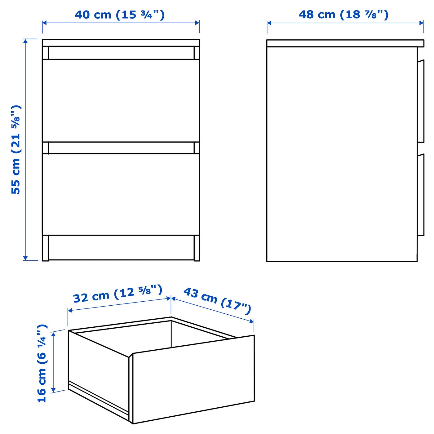 MALM chest of 2 drawers, white, 40x55 cm — picture 5