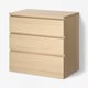 MALM Chest of 3 drawers, white stained oak veneer, 80x78 cm