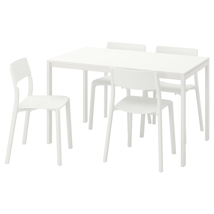 MELLTORP / JANINGE table and 4 chairs, white/white, 125 cm IKEA