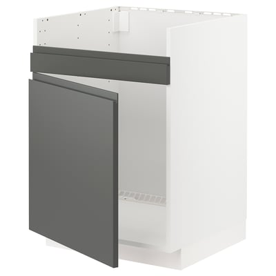 METOD Base cab f HAVSEN single bowl sink, white/Voxtorp dark grey, 60x60x80 cm