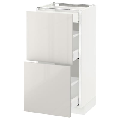 METOD Base cab with 2 fronts/3 drawers, white Maximera/Ringhult light grey, 40x37x80 cm