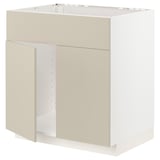 METOD Base cabinet f sink w 2 doors/front, white/Havstorp beige, 80x60x80 cm