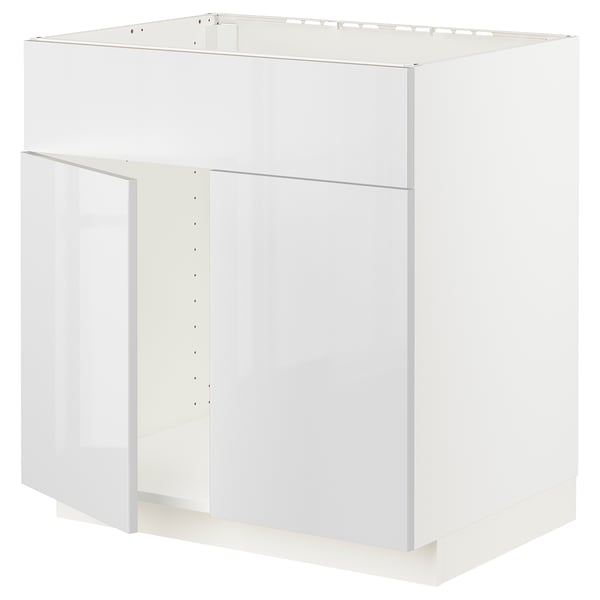 METOD Base cabinet f sink w 2 doors/front, white/Ringhult white, 80x60x80 cm