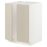 METOD Base cabinet for sink + 2 doors, white/Havstorp beige, 60x60x80 cm