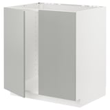 METOD Base cabinet for sink + 2 doors, white/Havstorp light grey, 80x60x80 cm