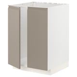 METOD Base cabinet for sink + 2 doors, white/Upplöv matt dark beige, 60x60x80 cm