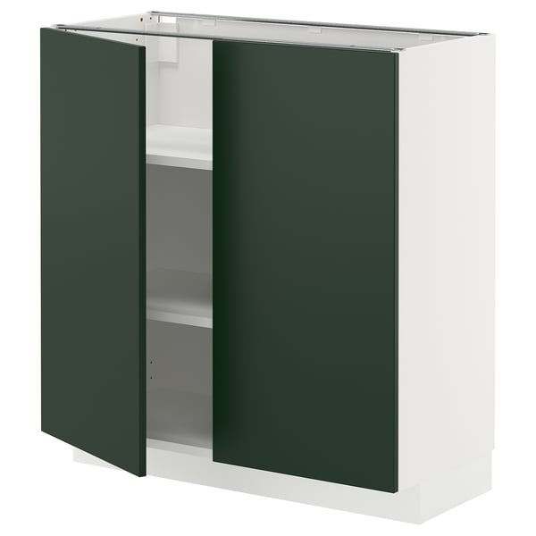 METOD Base cabinet with shelves/2 doors, white/Havstorp deep green, 80x37x80 cm