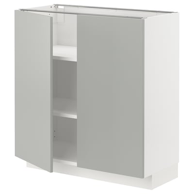 METOD Base cabinet with shelves/2 doors, white/Havstorp light grey, 80x37x80 cm