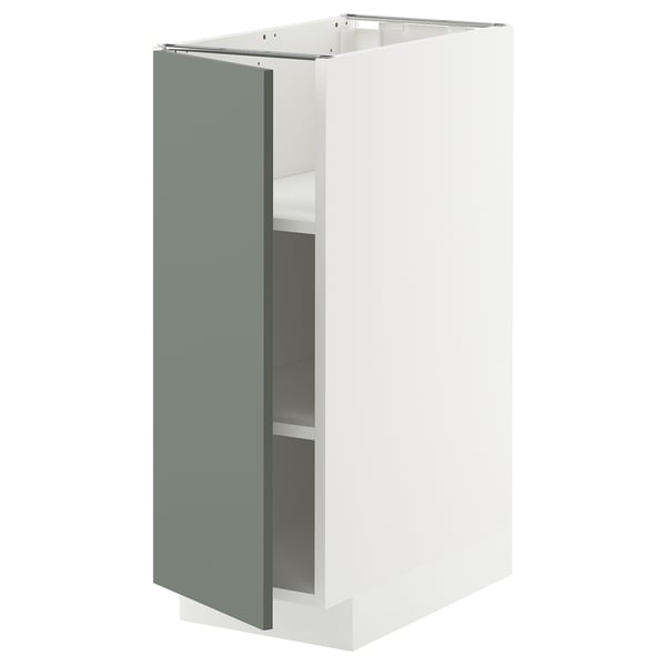 METOD Base cabinet with shelves, white/Nickebo matt grey-green, 30x60x80 cm