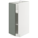 METOD Base cabinet with shelves, white/Nickebo matt grey-green, 30x60x80 cm