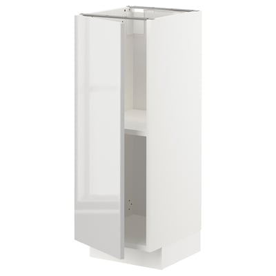 METOD Base cabinet with shelves, white/Ringhult light grey, 30x37x80 cm