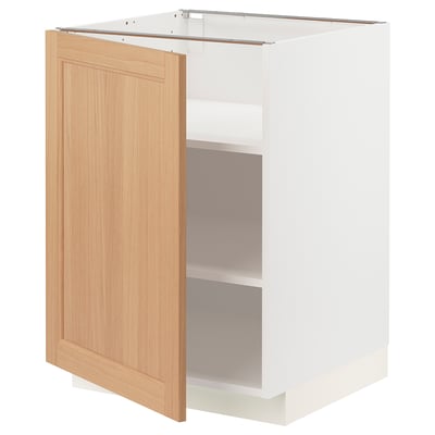METOD Base cabinet with shelves, white/Vedhamn oak, 60x60x80 cm