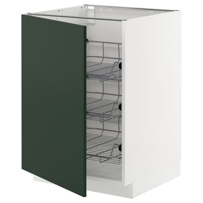 METOD Base cabinet with wire baskets, white/Havstorp deep green, 60x60x80 cm