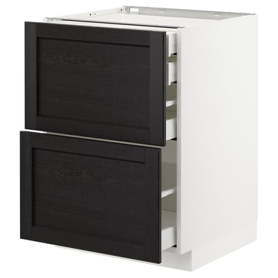 METOD Base cb 2 frnts/2 low/1 md/1 hi drw, white Maximera/Lerhyttan black stained, 60x60x80 cm
