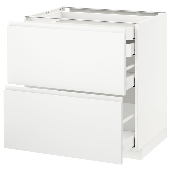 METOD Base cb 2 frnts/2 low/1 md/1 hi drw, white Maximera/Voxtorp matt white, 80x60x80 cm