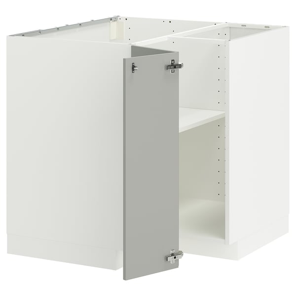 METOD Corner base cabinet with shelf, white/Havstorp light grey, 88x88x80 cm