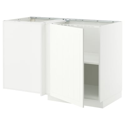 METOD Corner base cabinet with shelf, white/Stensund white, 128x68x80 cm