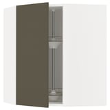 METOD Corner wall cabinet with carousel, white/Havstorp brown-beige, 68x37x80 cm
