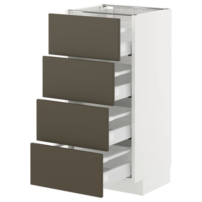 METOD / MAXIMERA Base cab 4 frnts/4 drawers, white/Havstorp brown-beige, 40x37x80 cm
