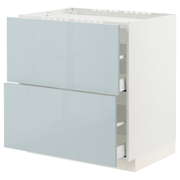 METOD / MAXIMERA Base cab f hob/2 fronts/2 drawers, white/Kallarp light grey-blue, 80x60x80 cm
