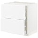 METOD / MAXIMERA Base cab f hob/2 fronts/2 drawers, white/Voxtorp matt white, 80x60x80 cm