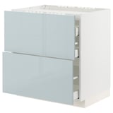 METOD / MAXIMERA Base cab f hob/2 fronts/3 drawers, white/Kallarp light grey-blue, 80x60x80 cm