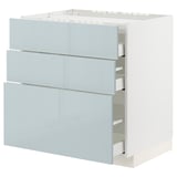 METOD / MAXIMERA Base cab f hob/3 fronts/3 drawers, white/Kallarp light grey-blue, 80x60x80 cm