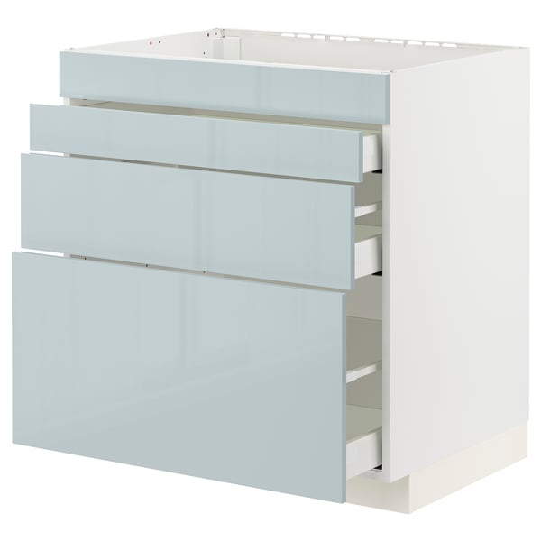 METOD / MAXIMERA Base cab f hob/4 fronts/3 drawers, white/Kallarp light grey-blue, 80x60x80 cm