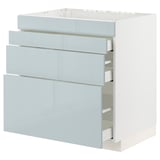 METOD / MAXIMERA Base cab f hob/4 fronts/3 drawers, white/Kallarp light grey-blue, 80x60x80 cm