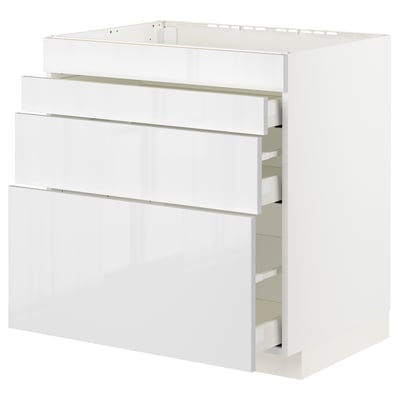 METOD / MAXIMERA Base cab f hob/4 fronts/3 drawers, white/Ringhult white, 80x60x80 cm