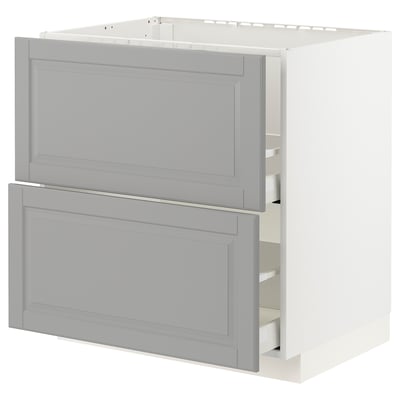METOD / MAXIMERA Base cab f sink+2 fronts/2 drawers, white/Bodbyn grey, 80x60x80 cm
