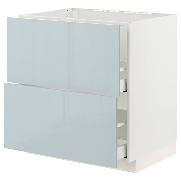 METOD / MAXIMERA Base cab f sink+2 fronts/2 drawers, white/Kallarp light grey-blue, 80x60x80 cm
