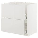 METOD / MAXIMERA Base cab f sink+2 fronts/2 drawers, white/Ringhult light grey, 80x60x80 cm