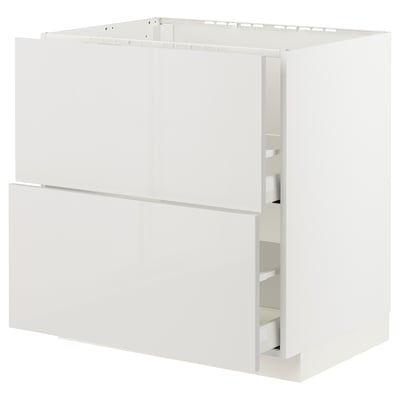 METOD / MAXIMERA Base cab f sink+2 fronts/2 drawers, white/Ringhult light grey, 80x60x80 cm