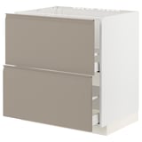 METOD / MAXIMERA Base cab f sink+2 fronts/2 drawers, white/Upplöv matt dark beige, 80x60x80 cm