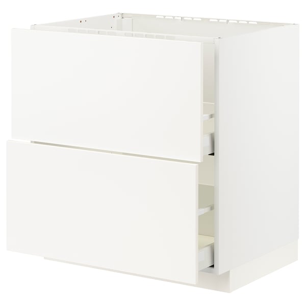 METOD / MAXIMERA Base cab f sink+2 fronts/2 drawers, white/Veddinge white, 80x60x80 cm