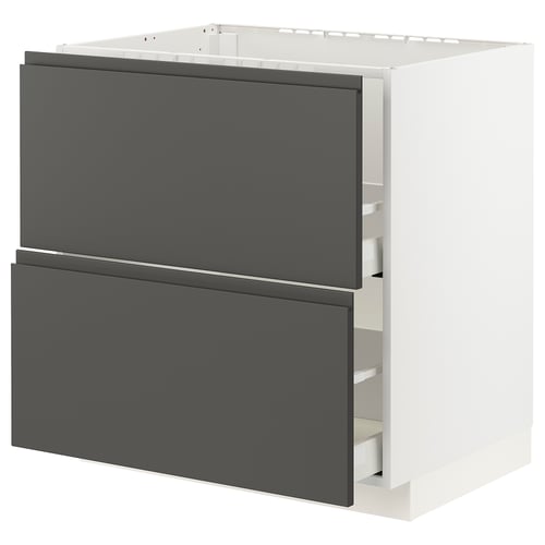 Modern grey ikea METOD kitchen unit with two drawers.