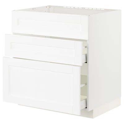 METOD / MAXIMERA Base cab f sink+3 fronts/2 drawers, white Enköping/white wood effect, 80x60x80 cm