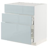 METOD / MAXIMERA Base cab f sink+3 fronts/2 drawers, white/Kallarp light grey-blue, 80x60x80 cm